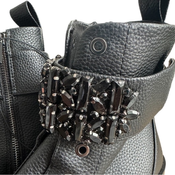 Karl Lagerfeld Paris Women's Black Pippa Combat Boot size 7M NWOT Velcro ankle - Picture 9 of 10
